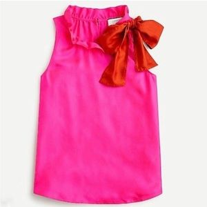 NWT J. Crew Collection silk blouse pink bow red